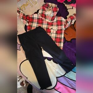 2 Piece Tommy Hilfiger Plaid Hoodie and Navy Leggings Set